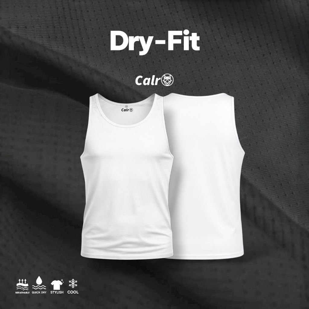 Calro ~kaos singlet dry-fit putih polos pria / daleman pria / tank top gym