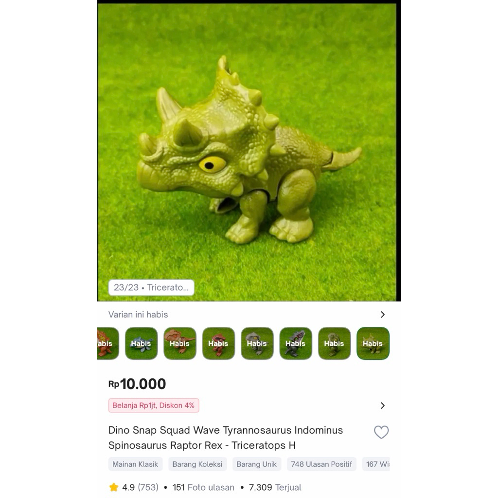 Dino Snap Squad Wave Triceratops Mainan Koleksi BARU dapat 6