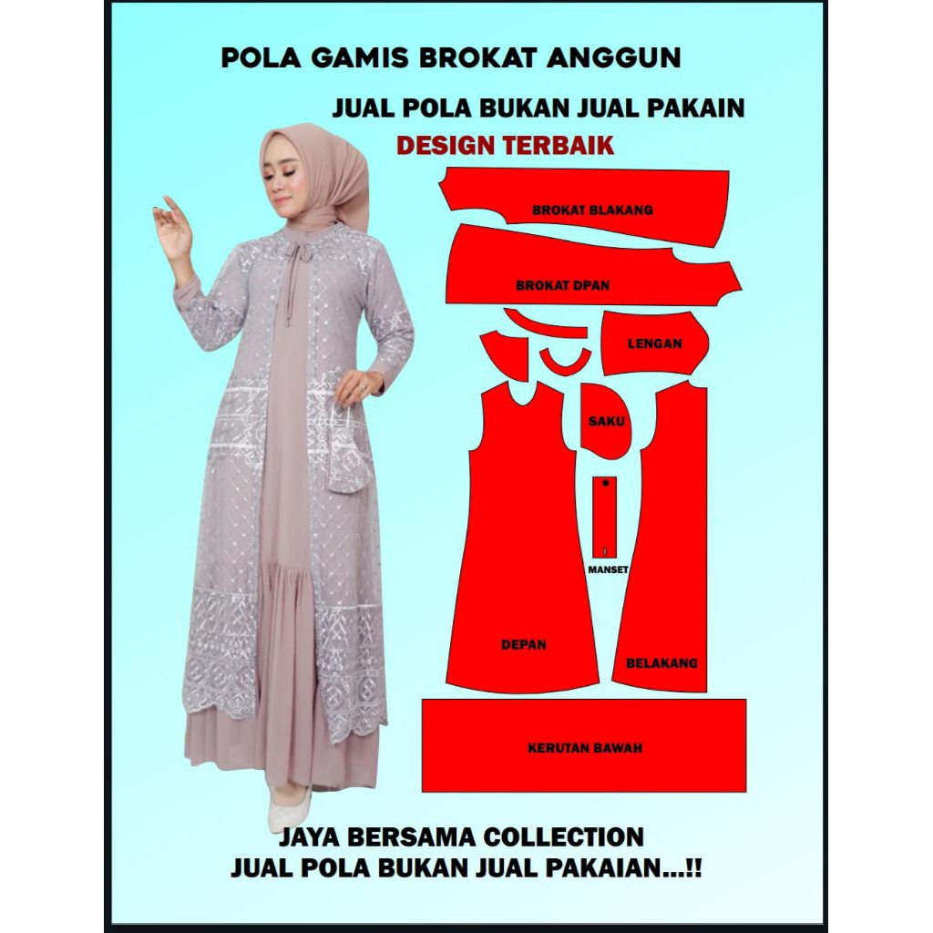 pola gamis dewasa model brokat terlaris anggun