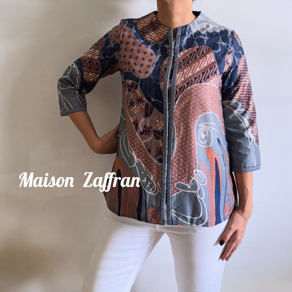 Batik List Blue Kawung Parang Top