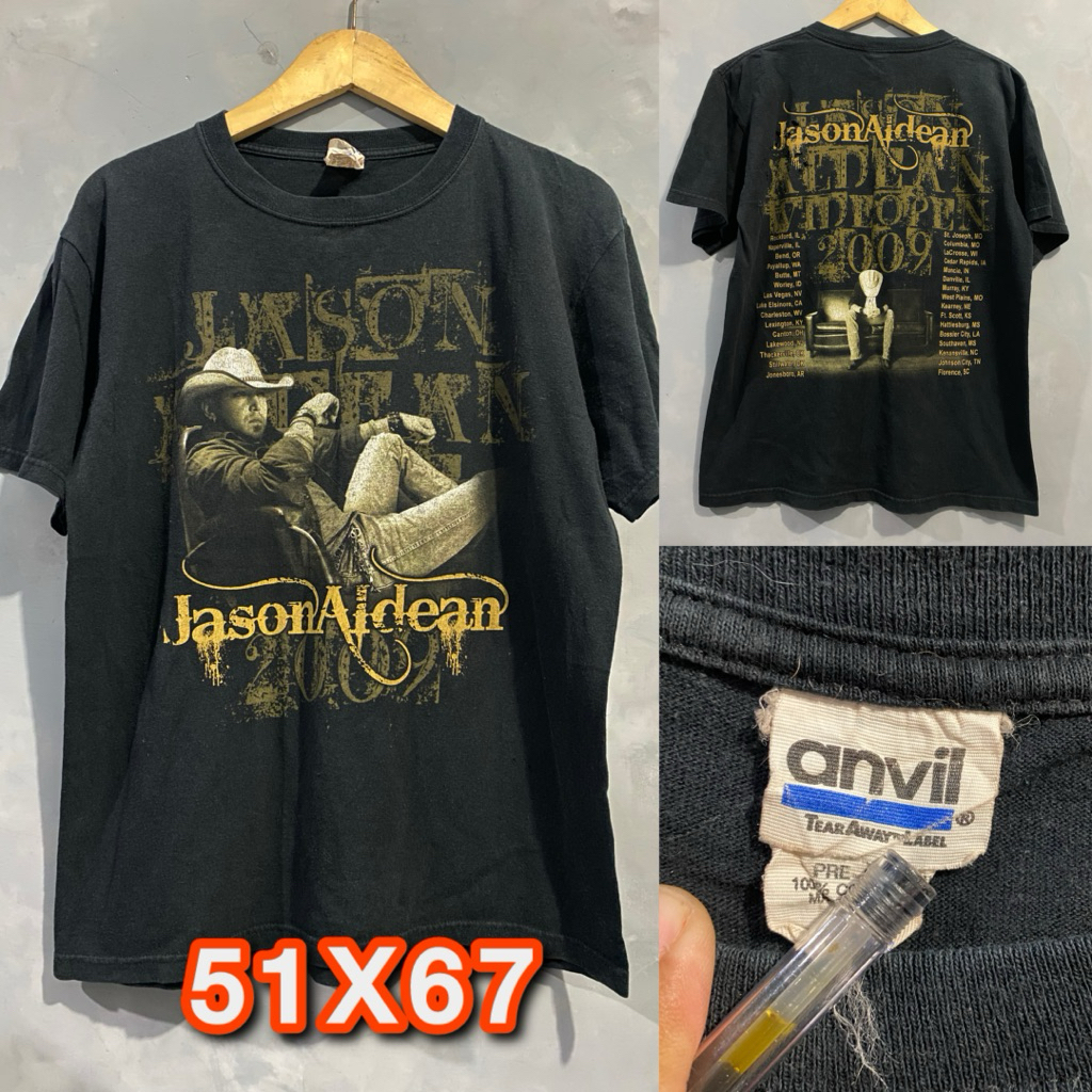 Kaos Vintage Jason Aldean 2009 Tour - Anvil Tag - Rare Item