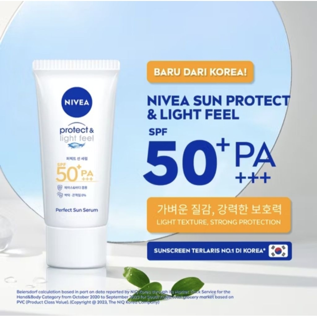 Nivea Protect & Light Feel Sunscreen Face Serum Wajah SPF 50+ PA+++ 90ml