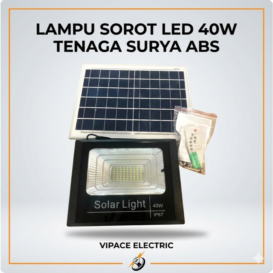 Lampu Sorot LED Solar Cell 40 Watt ABS - Flood Light Tenaga Surya 40W IP67