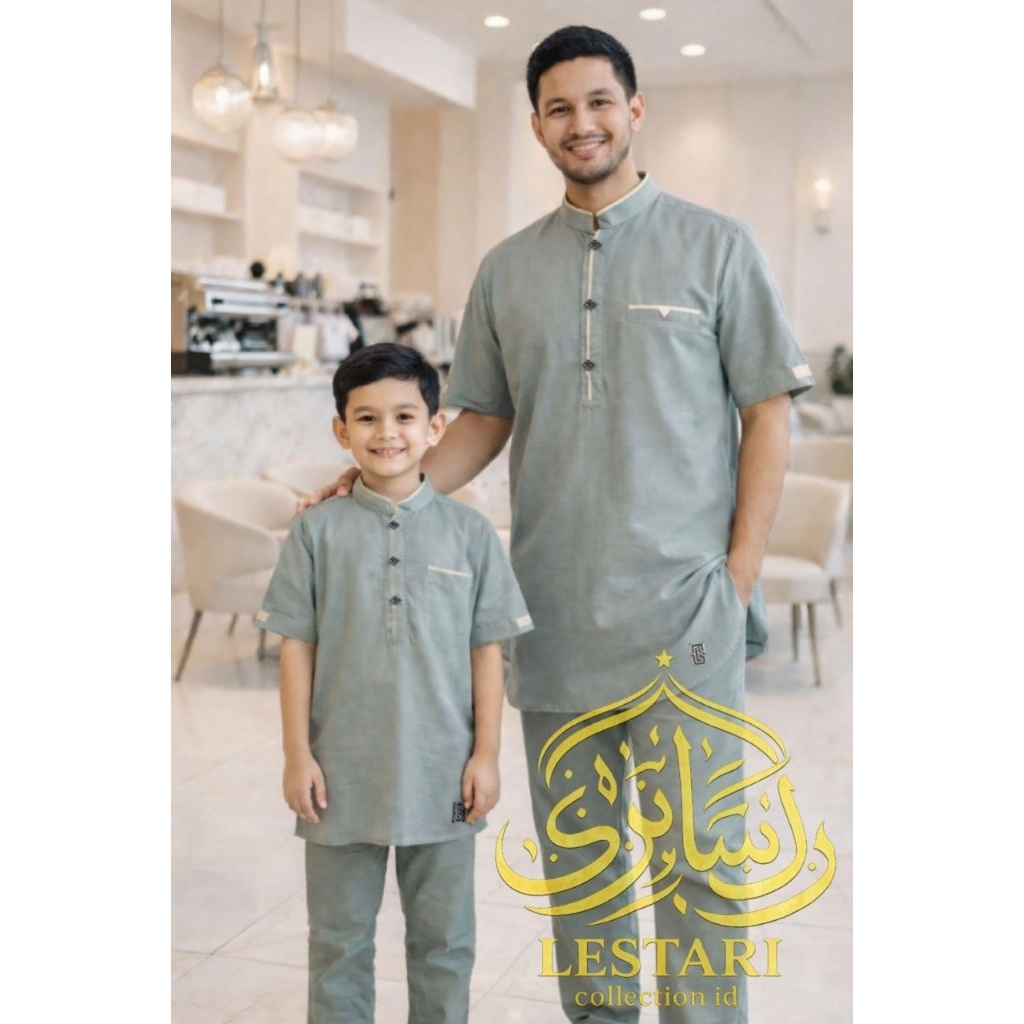 KURTA PRIA PREMIUM COUPLE - Baju Koko Dewasa dan Anak Warna  SAGE