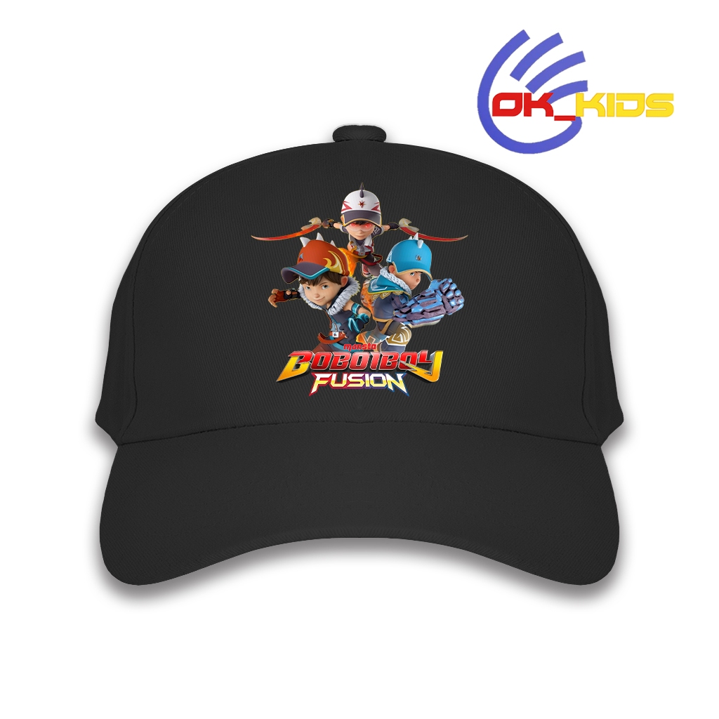 Topi Anak BoBoiBoy Galaxy Fusion Supra Glacier Frostfire Bahan Rafel Tebal Sablon DTF