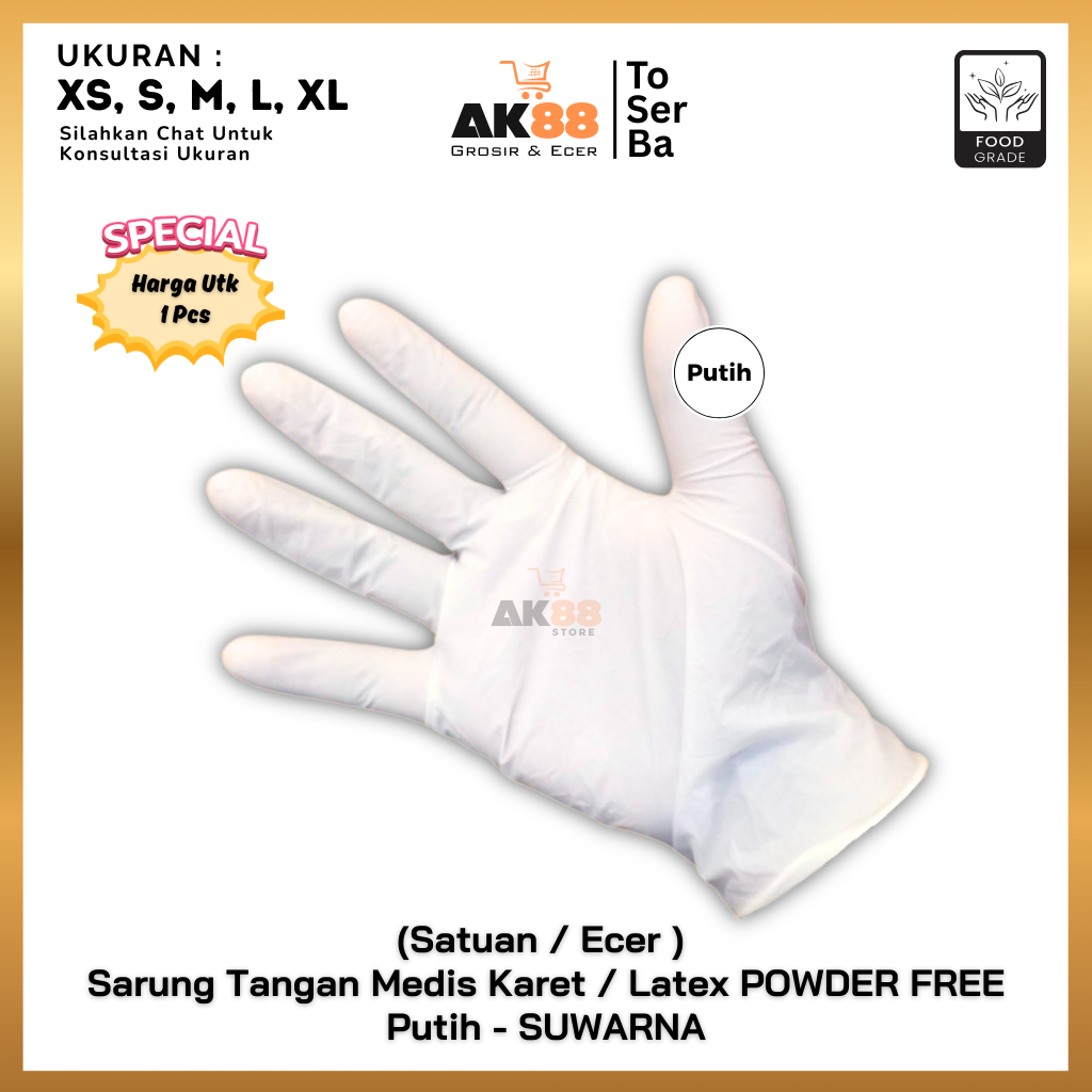 ECER Sarung Tangan Karet Putih Medis Powder Free Latex Suwarna