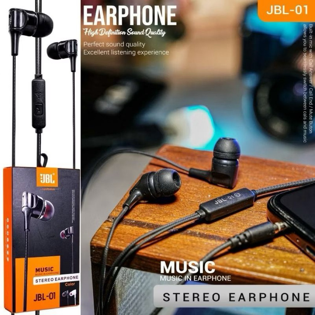 HF Handsfree JBL 01 Stereo Bass Suara Mantap