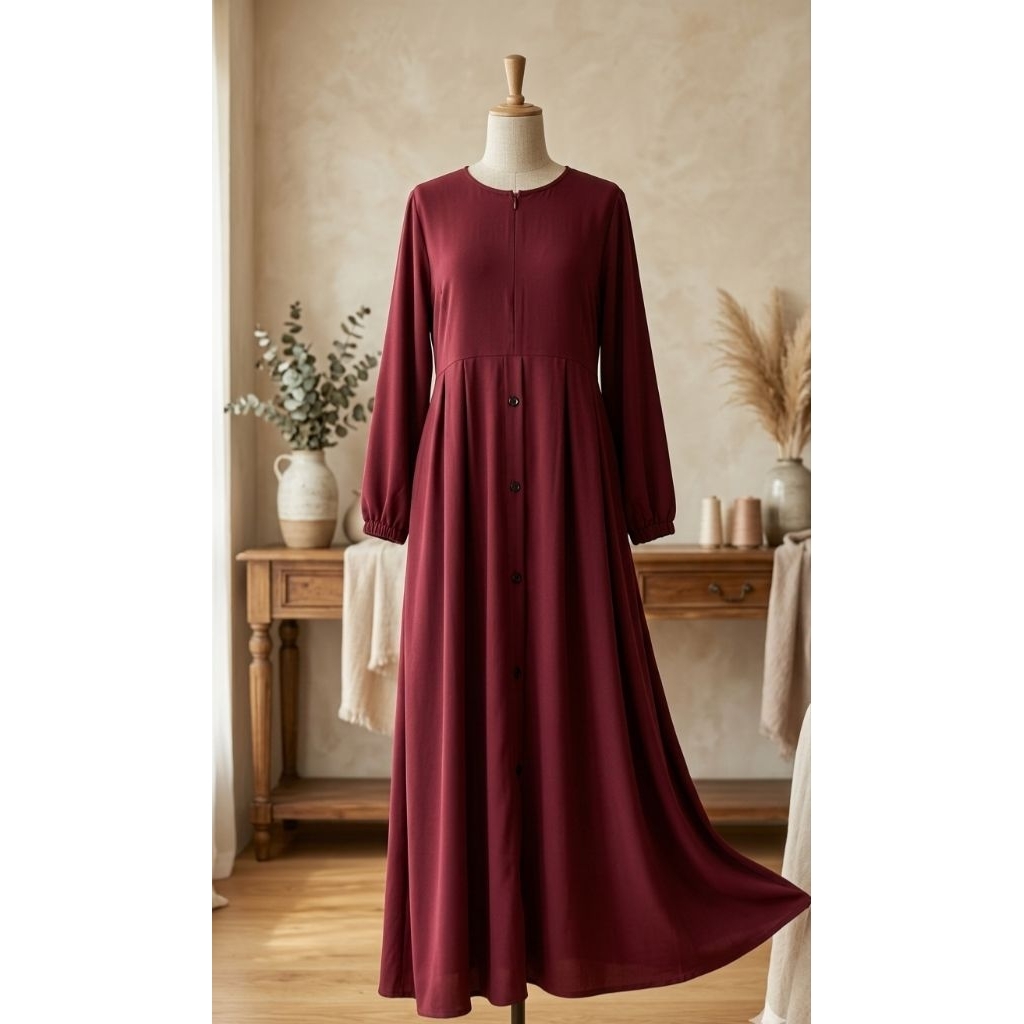Preloved Gamis Longdress Wanita Warna Merah Maroon Marun