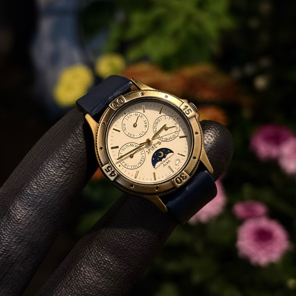 ‎JAM TANGAN ALBA SPIRE-G MOONPHASE TRIPLE DATE VINTAGE ORIGINAL