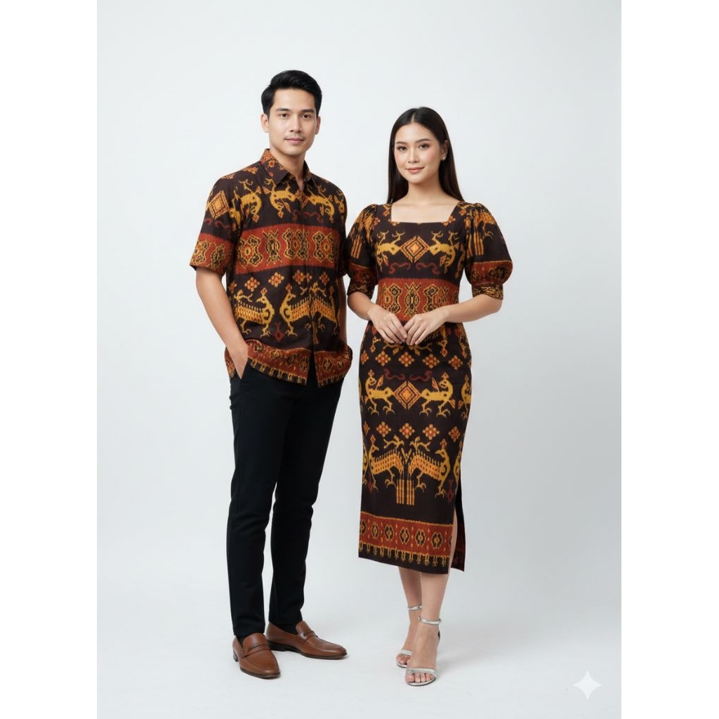 dress tenun wanita- tunik tenun wanita lengan panjang