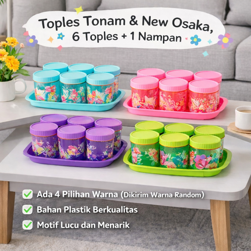 MN - Toples Jumbo Set Tonam Calista Osaka isi 6 pcs + Nampan Baki - Random Colour