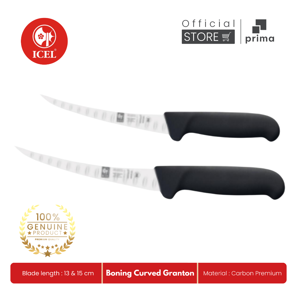 Pisau Boning Knife Curved Semi-Flex Blade Granton Edge - ICEL
