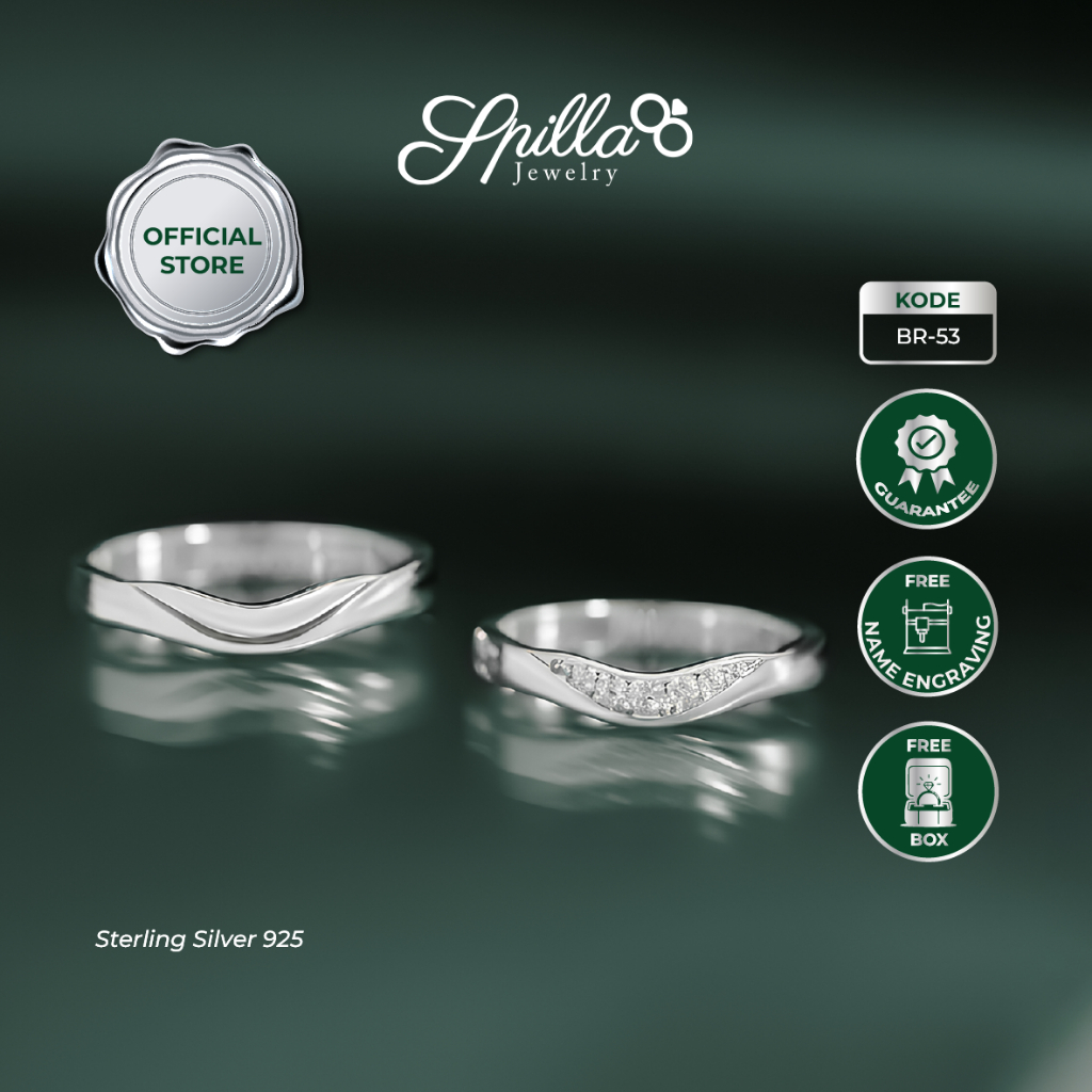 Spilla Jewelry BR-53 Cincin Perak Couple (Silver 925) Free Ukiran