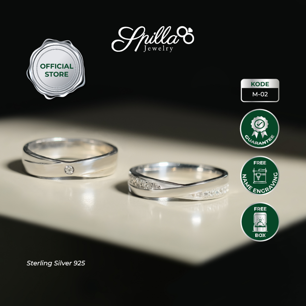 Spilla Jewelry M-02 Cincin Tunangan Silver 925 Free Ukir Nama