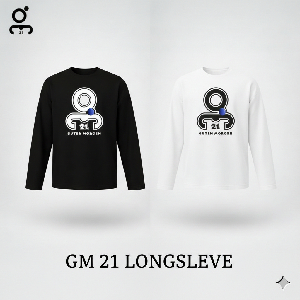 T-Shirt Distro Guten Morgen Logo Lengan Panjang Stripe | Kaos Santai Pria Wanita