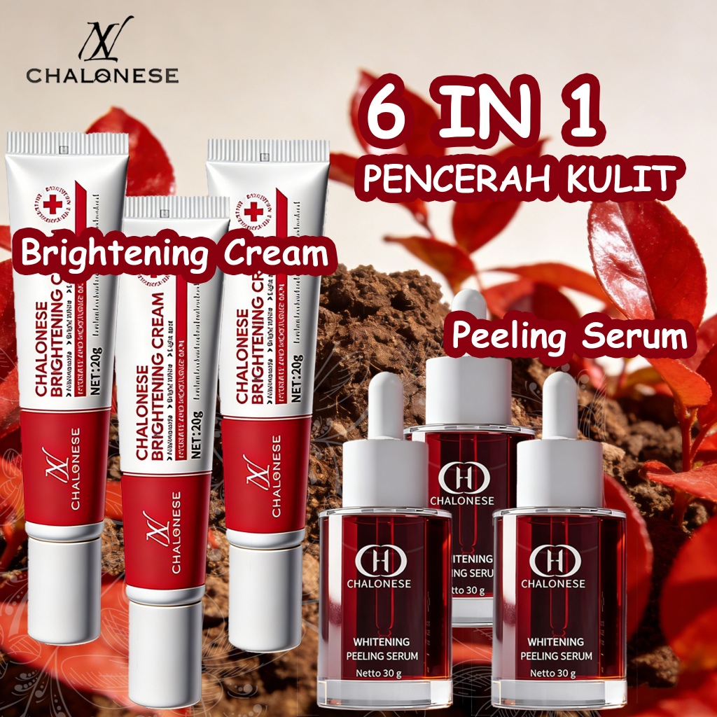 [COD] CHALONESE Glowing Whitening Set (Peeling Serum 30gr + Brightening Cream 20gr ) Membantu Mengek