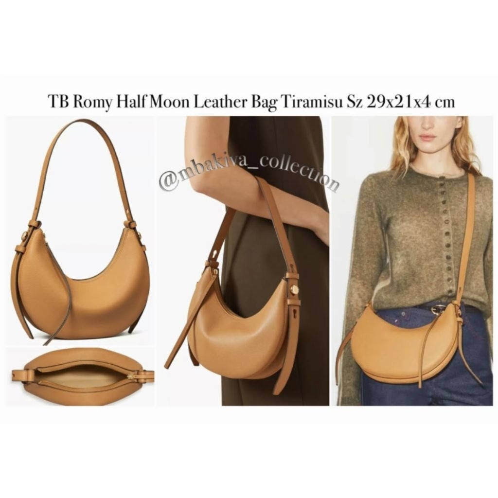TB Romy HalfMoon Leather Bag Tiramisu