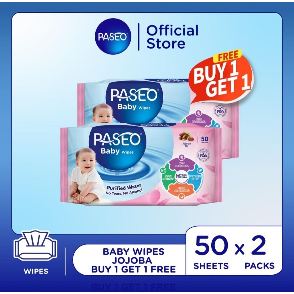 Tisu Basah Baby Paseo Jojoba Oil 50 Sheet