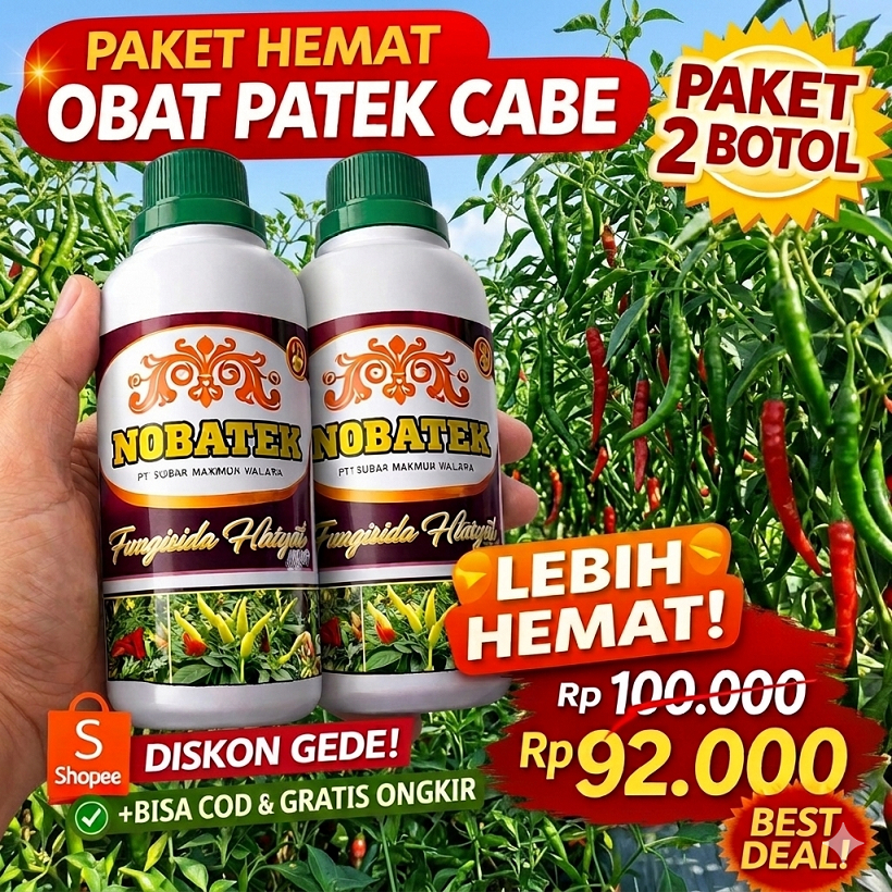 Paket Obat Patek Cabe NOPATEK 500ml x2 Botol – Fungisida Antraknosa Cabai