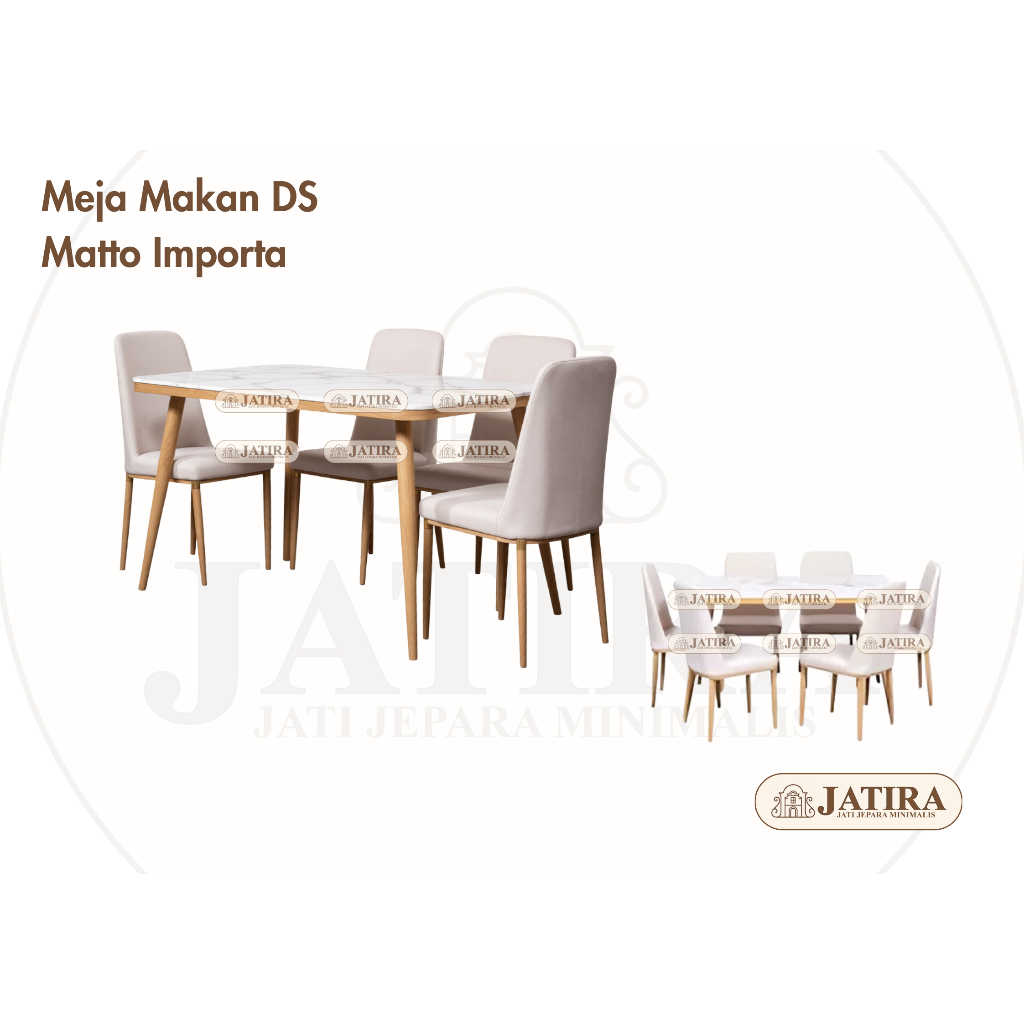 Meja Makan Marmer Imports 4 Kursi | Meja Makan DS ROKU Palembang - Meja + 4 Kursi