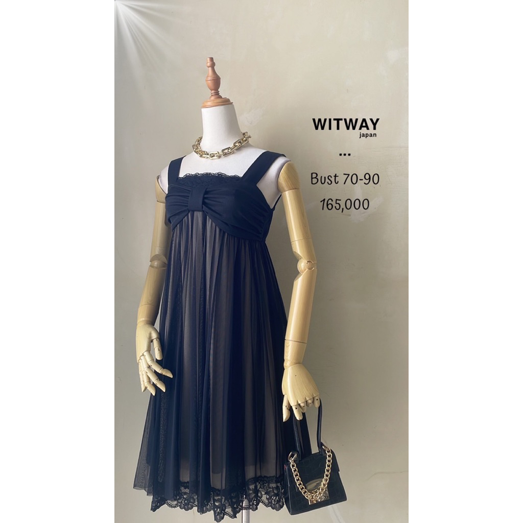 Mini dress tutu tile tulle pita brukat brokat renda hitam premium murah vintage