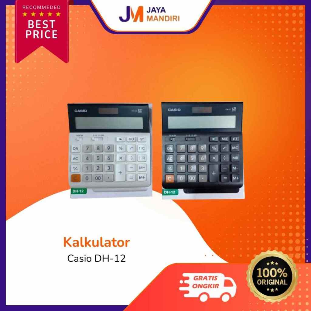 Kalkulator CASIO DH-12 12 Digit Original – Kalkulator Meja Display Besar
