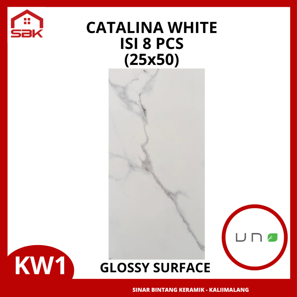 Keramik Dinding Kamar Mandi 25x50 Catalina White Uno