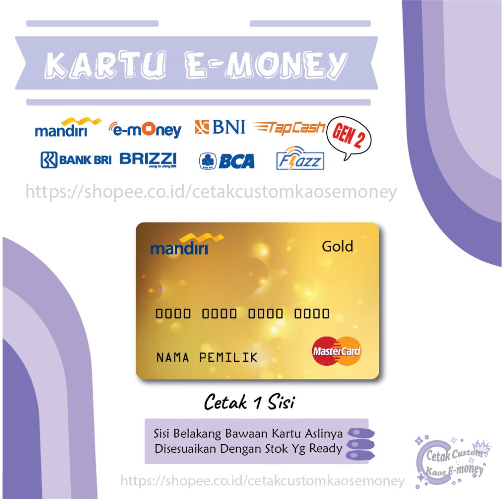 KARTU E MONEY E TOLL DEBIT MASTERCARD MANDIRI GOLD CREDIT CARD EMONEY MANDIRI BCA BNI BRI - 1 SISI