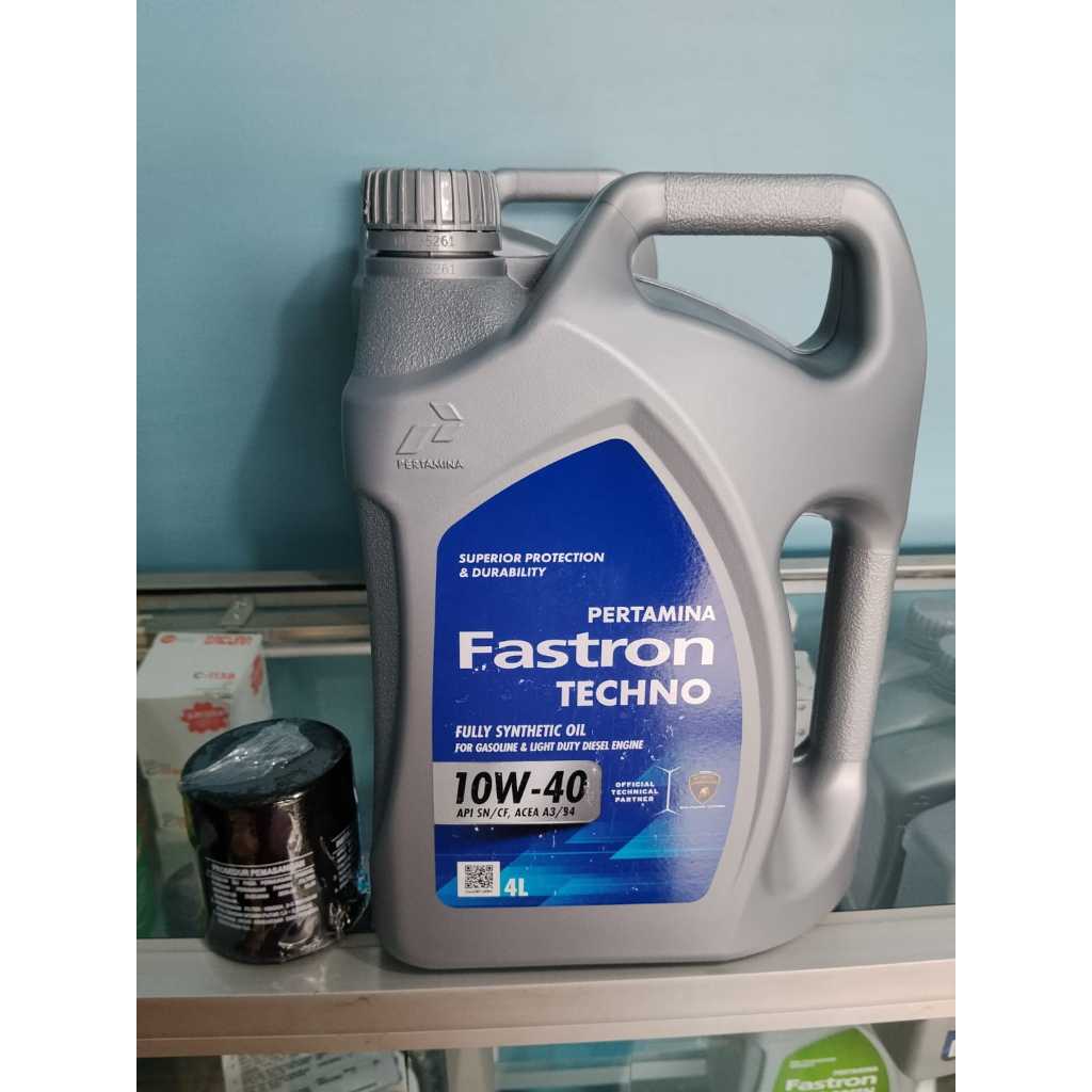 Paket Oli Fastron SAE 10W-40 API SN 4 Liter & Filter Oli Mobil Toyota Agya, Calya, Daihatsu Ayla, Si
