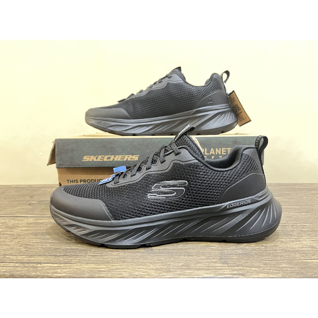 Sepatu slip on casual Skechers Sport Edgeride Rekze Full Black 232835/BBK Full Black Original