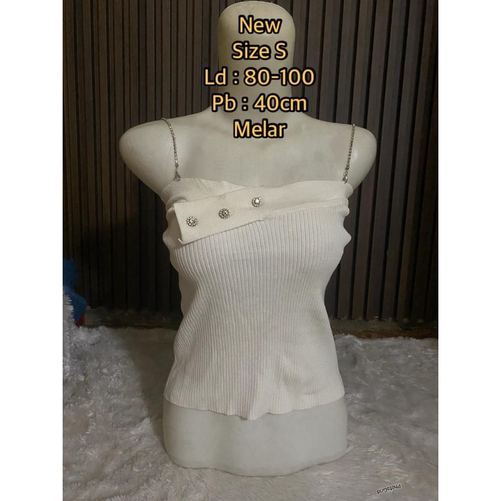 tengtop crop tali rantai dan kemben lucu kotak