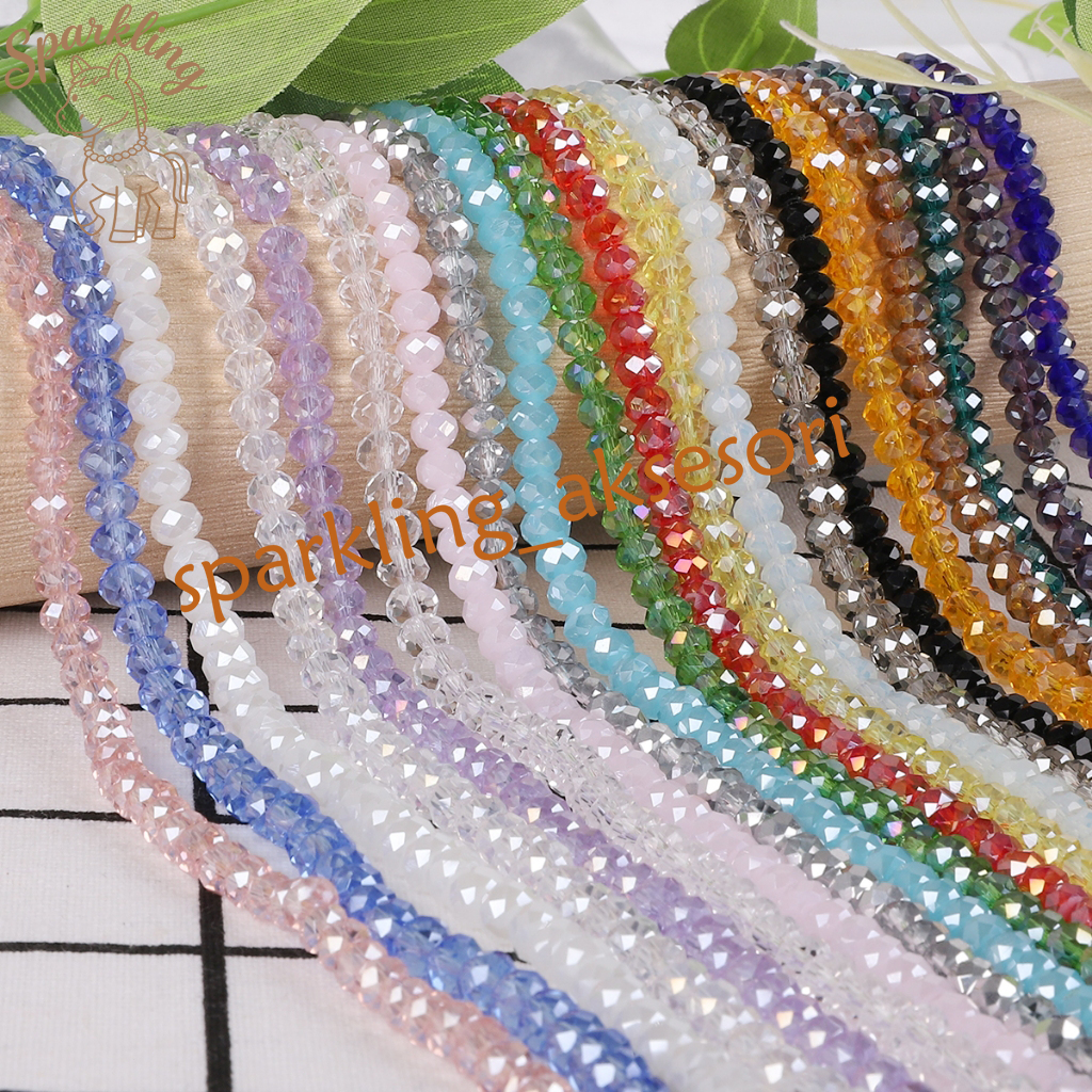 [65-150 PCS] Manik Kaca Bulat Potongan Kristal 2/3/4/6/8mm Warna-Warni untuk Aksesori Kalung Gelang 