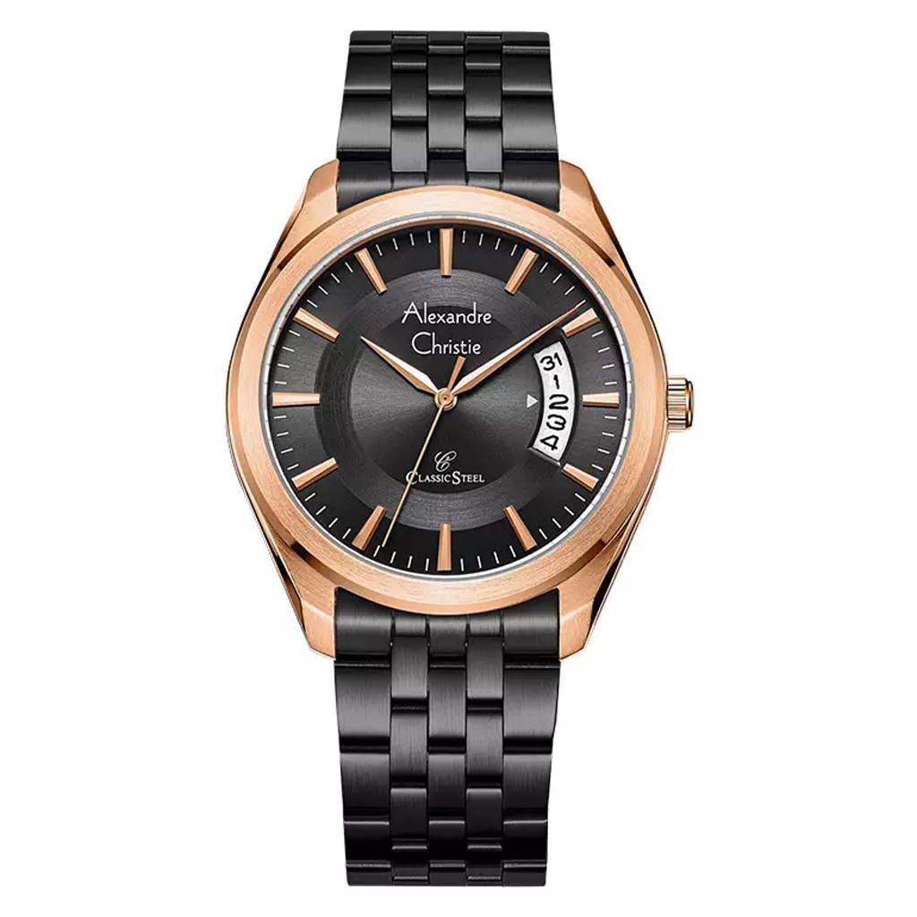 Galery Jam Tangan Alexandre Christie AC 8674 MD Black Rosegold