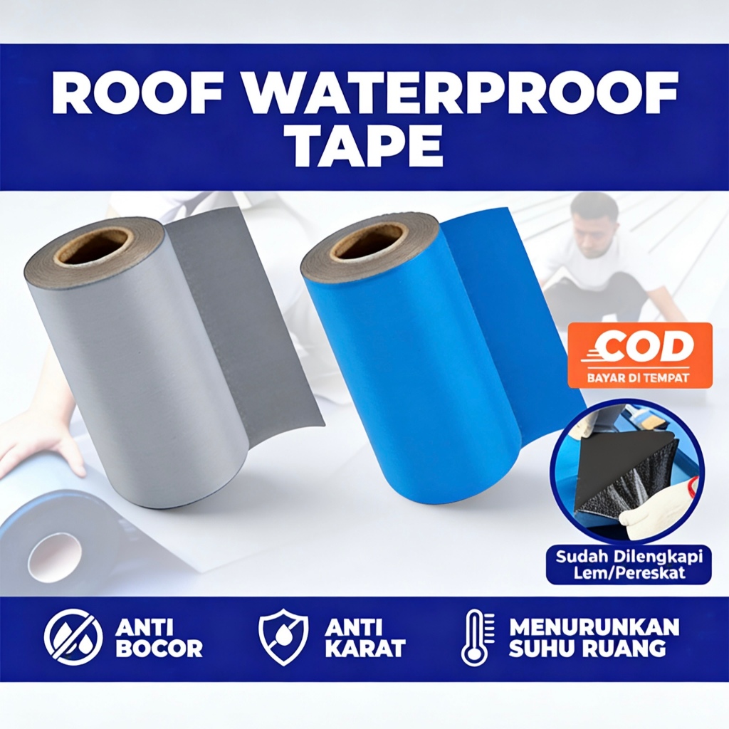 Lakban Anti Bocor Butyl Rubber Waterproof 2 Meter Lebar 20cm 50cm 100cm Pelapis Atap Genteng Dak Bet
