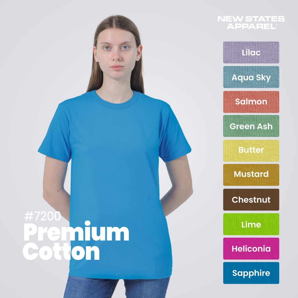 NEW STATES APPAREL Kaos Polos Pria dan Wanita Lengan Pendek Premium Cotton 24s Warna Soft S-2XL -720