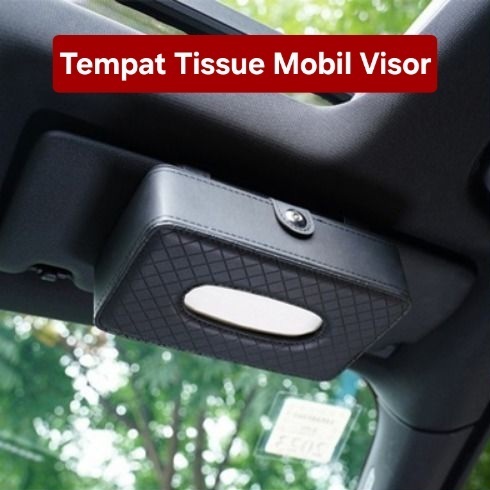 Kotak Tissue Mobil Tempat Tisu Kulit Gantung Hard Clip Sun Visor Leather Tissue Case