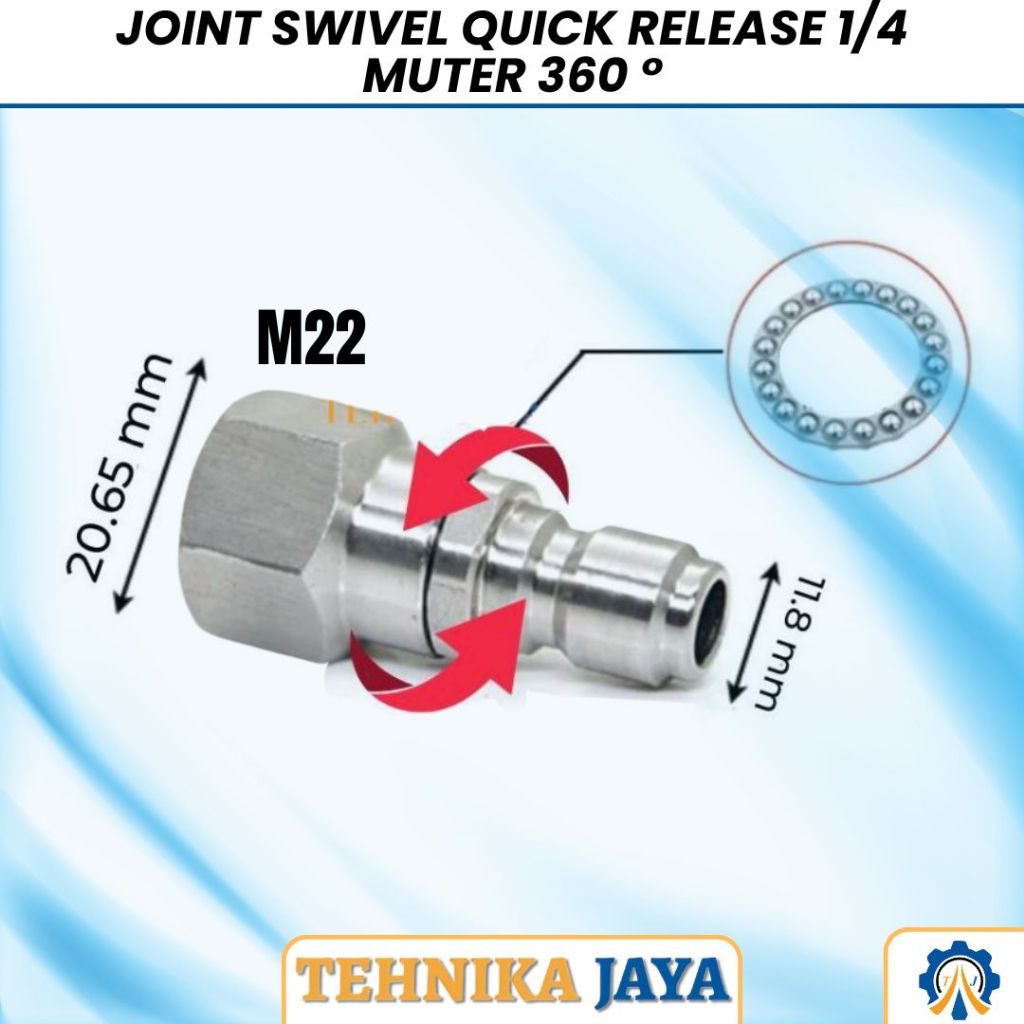 Join Swivel Quick Release 360 Derajat Jet Cleaner High Pressure Washer Ukuran M22 M14