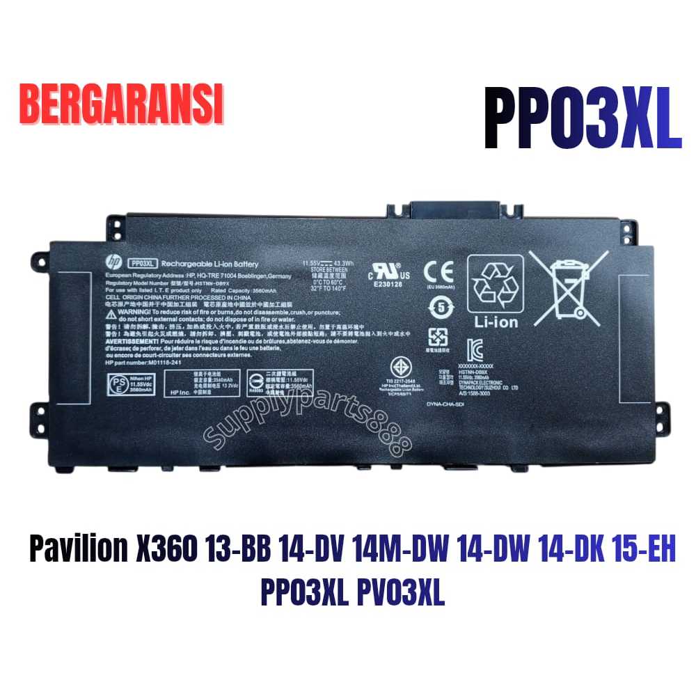 HP BATTERY Pavilion X360 13-BB 13-BB0000 14-DV 14-DV0000 14M-DW 14M-DW0000 14-DK 14-DK0000 15-EH 15-