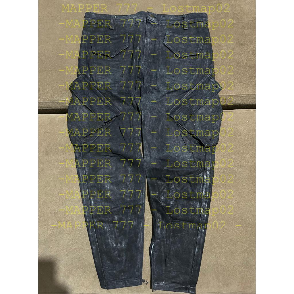 Julius_7 like Waxed Gas Mask Heavy Denim Cargo Pants Selvedge Tactical