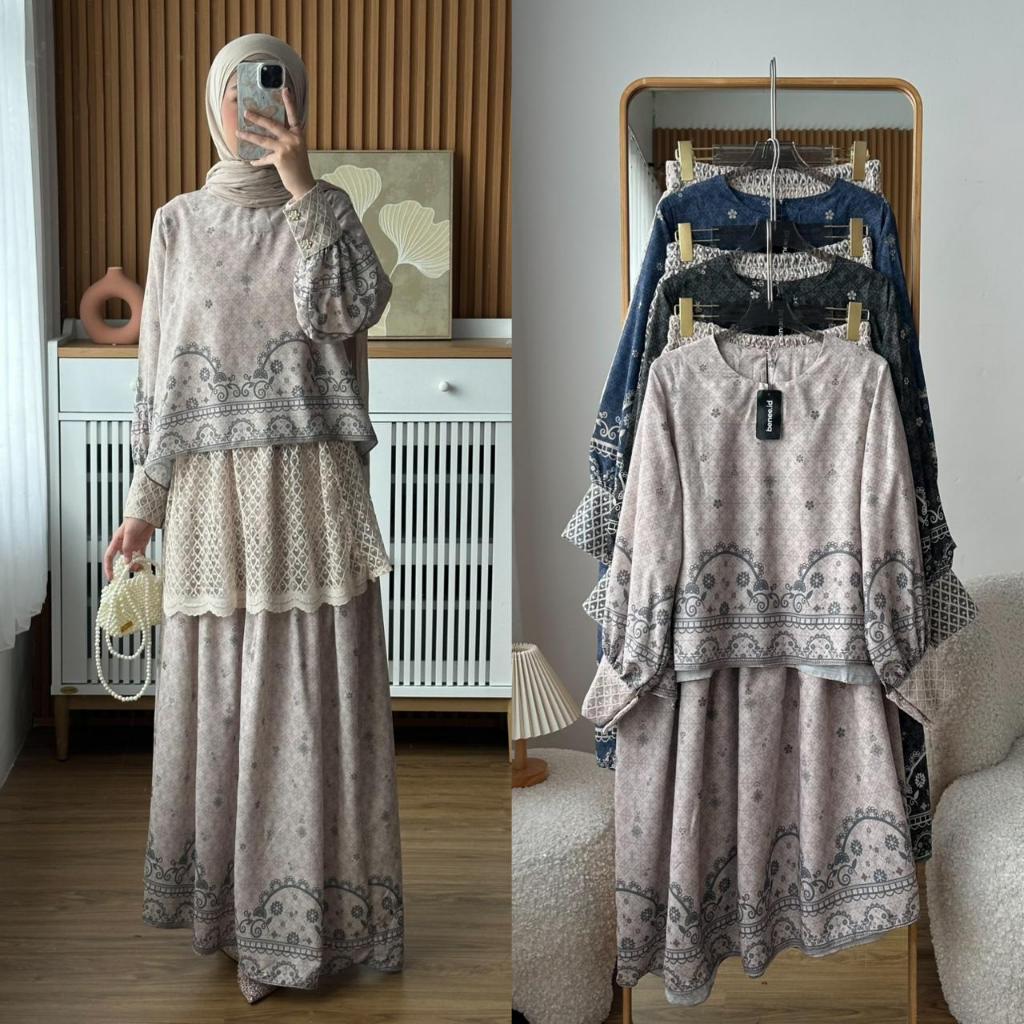 AFIYAH SET SKIRT Setelan Rok Syakila Premium Kombinasi Chantily Ld 114