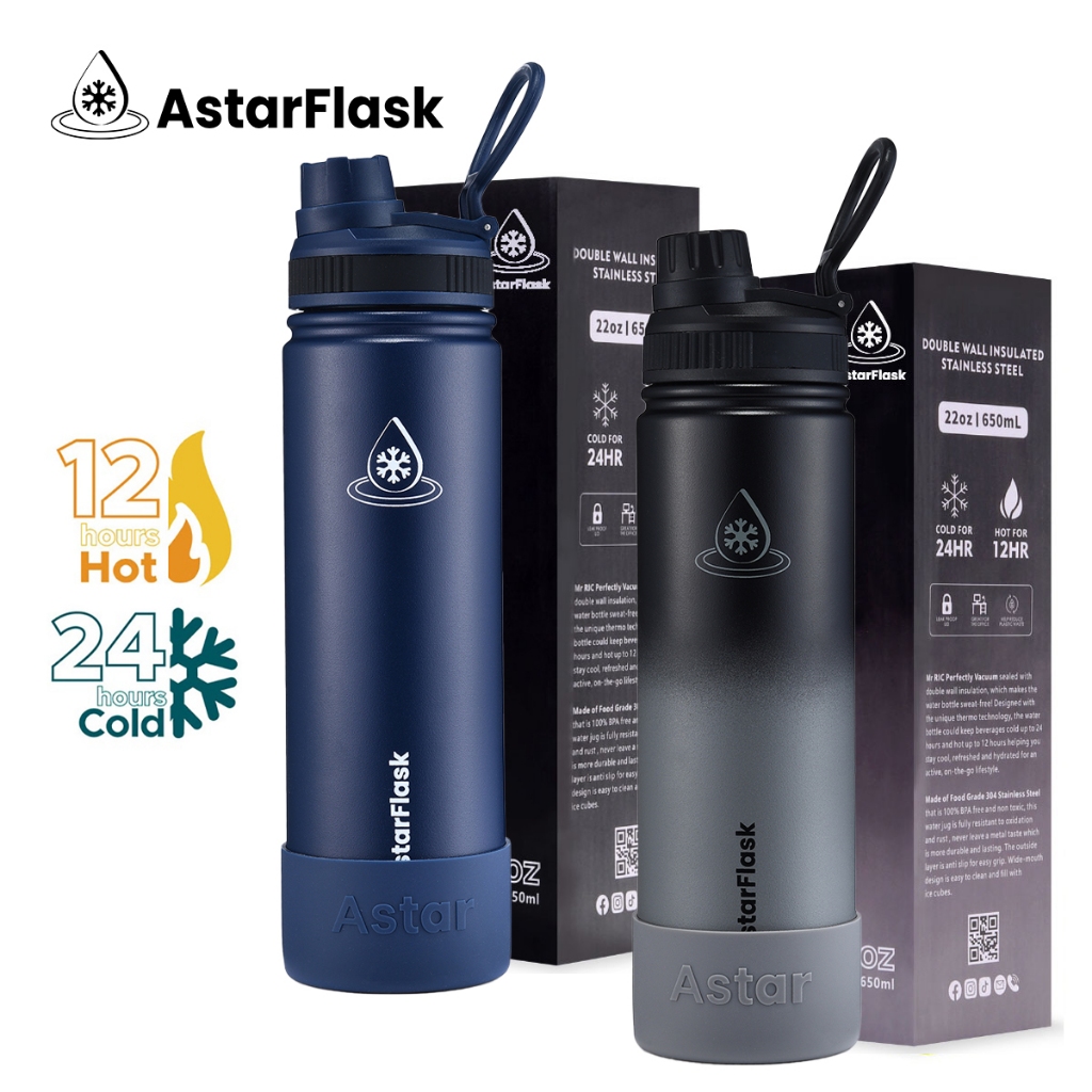 AstarFlask (650/950/1180ml) Botol Minum 1 liter Termos Tahan Panas & Dingin Stainless Tumblr Anti Tu