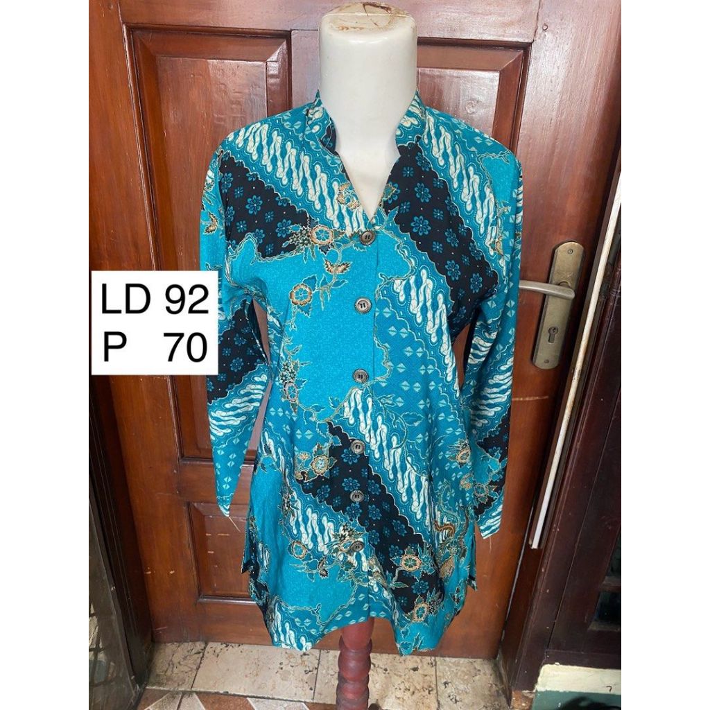 Batik Bali Lestari Atasan Kemeja Batik Wanita Kerah Shanghai Furing
