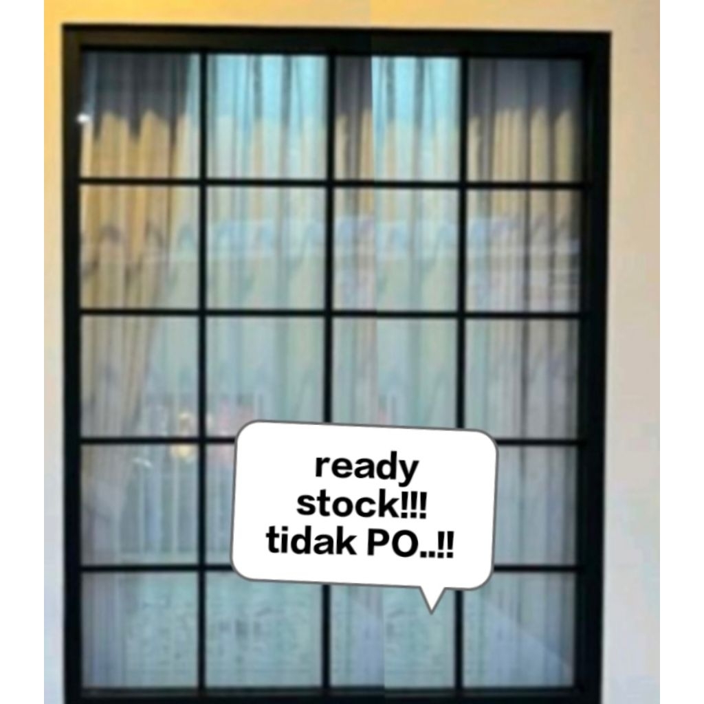 kusen jendela partisi ,jendela kaca mati L150x T200 ornamen kaca kotak kotak tebal kaca  5mm full, k