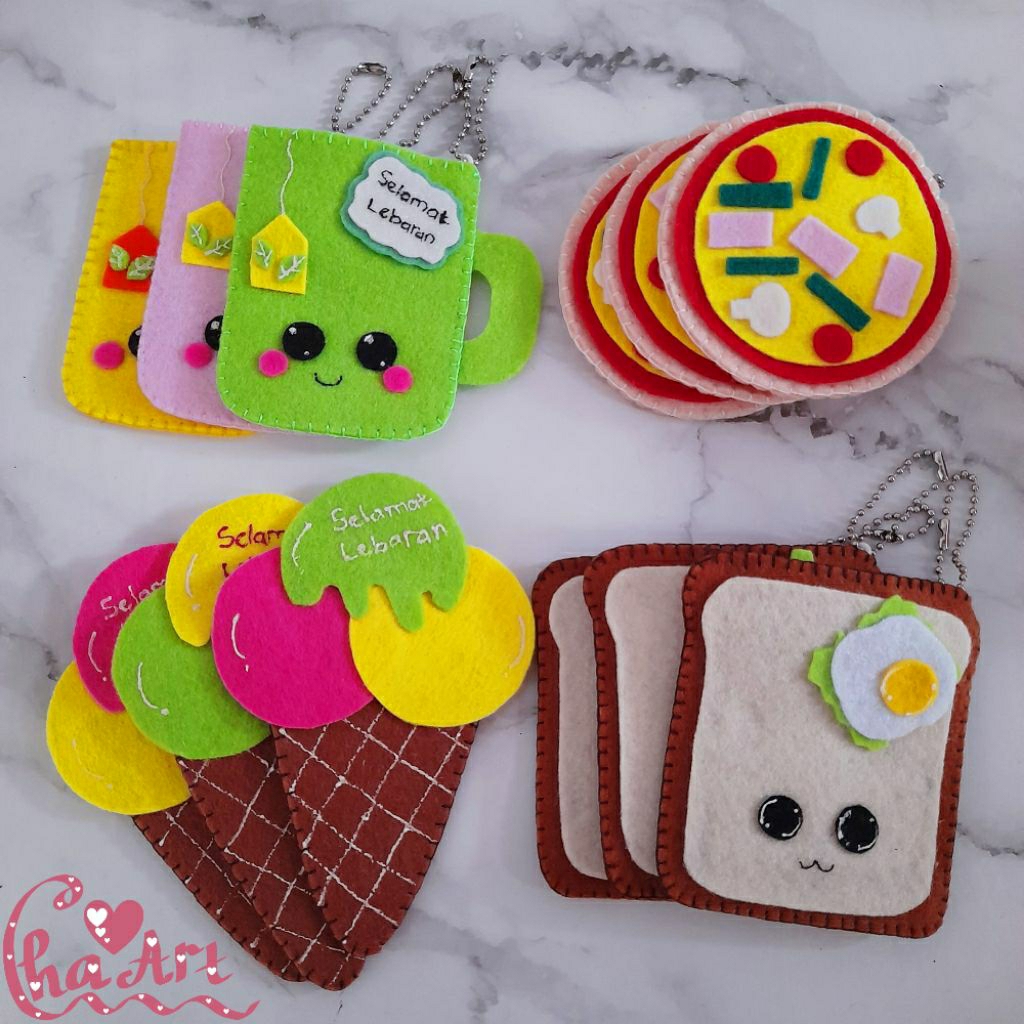 Amplop lebaran flanel karakter(1lusin )/ gantungan tas /gantungan kunci