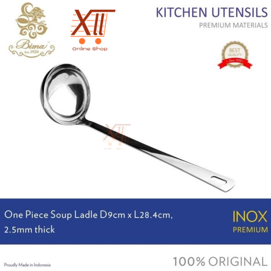 BIMA BP0112501NP FULL STAiNLESS STEEL ONE PiECE SOUP LADLE INOX PREMiUM 28,4 cm Irus Centong Serok S