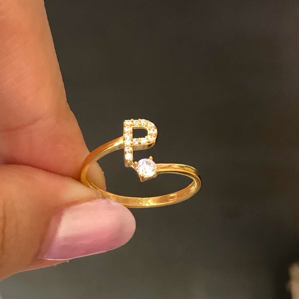 ME9c- CINCIN HURUF P 0.92GR KADAR 300 UKURAN 14