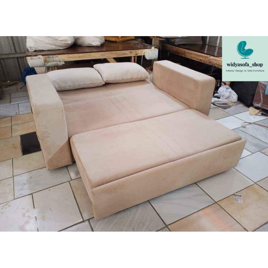 Sofa Bed Minimalis Busa Anti Kempes / Sofa Tempat Tidur Multifungsi Berkualitas Premium