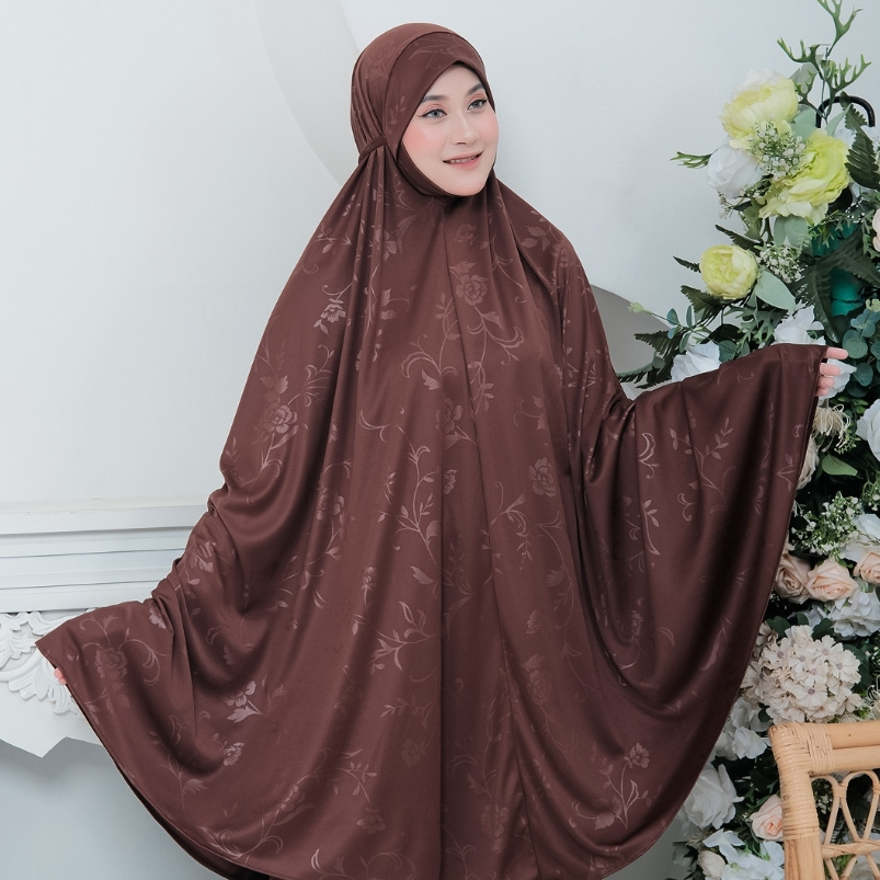 Armuzna - Mukena Jumbo Dewasa Model Hijab Jersey Embos Menutup Dagu Syaza Terbaru