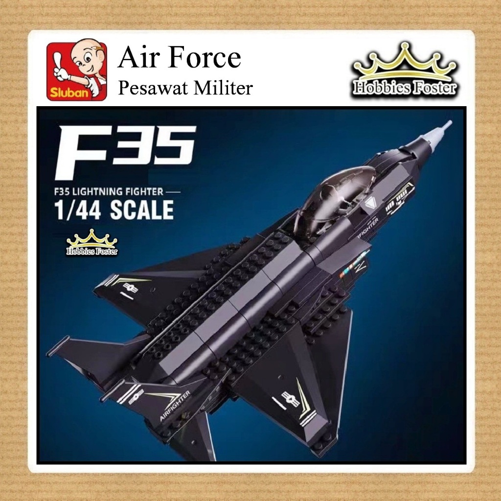 BRF Sluban B0510 - Air Force Military Jet Fighter F35 Black - Mainan DIY Pesawat MOC