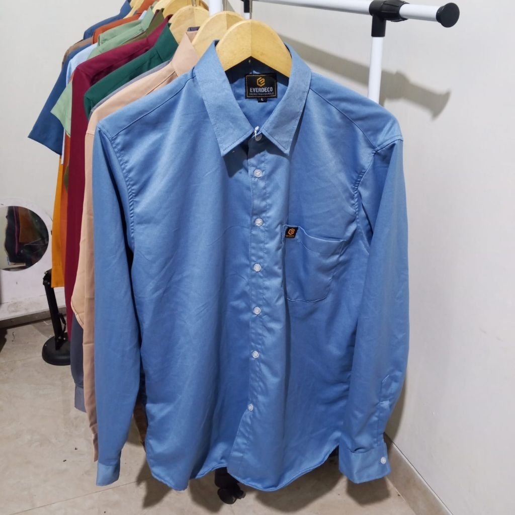 TOYOBO KEMEJA HEM POLOS PRIA BAHAN TOYOBO  FORMAL CASUAL LENGAN PANJANG